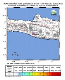 GEMPA BERKEKUATAN 3,1 SR GUNCANG WILAYAH GUNUNGKIDUL DAN SEKITARNYA PADA KAMIS PAGI PUKUL 08.26 WIB
